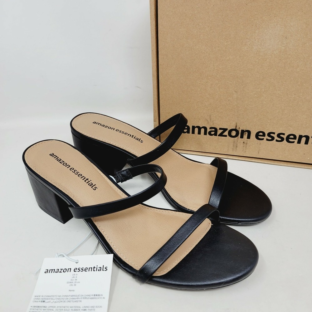 Amazon Essentials Women's Sandals Sz 8 M Black Ankle Strap Casual Shoes